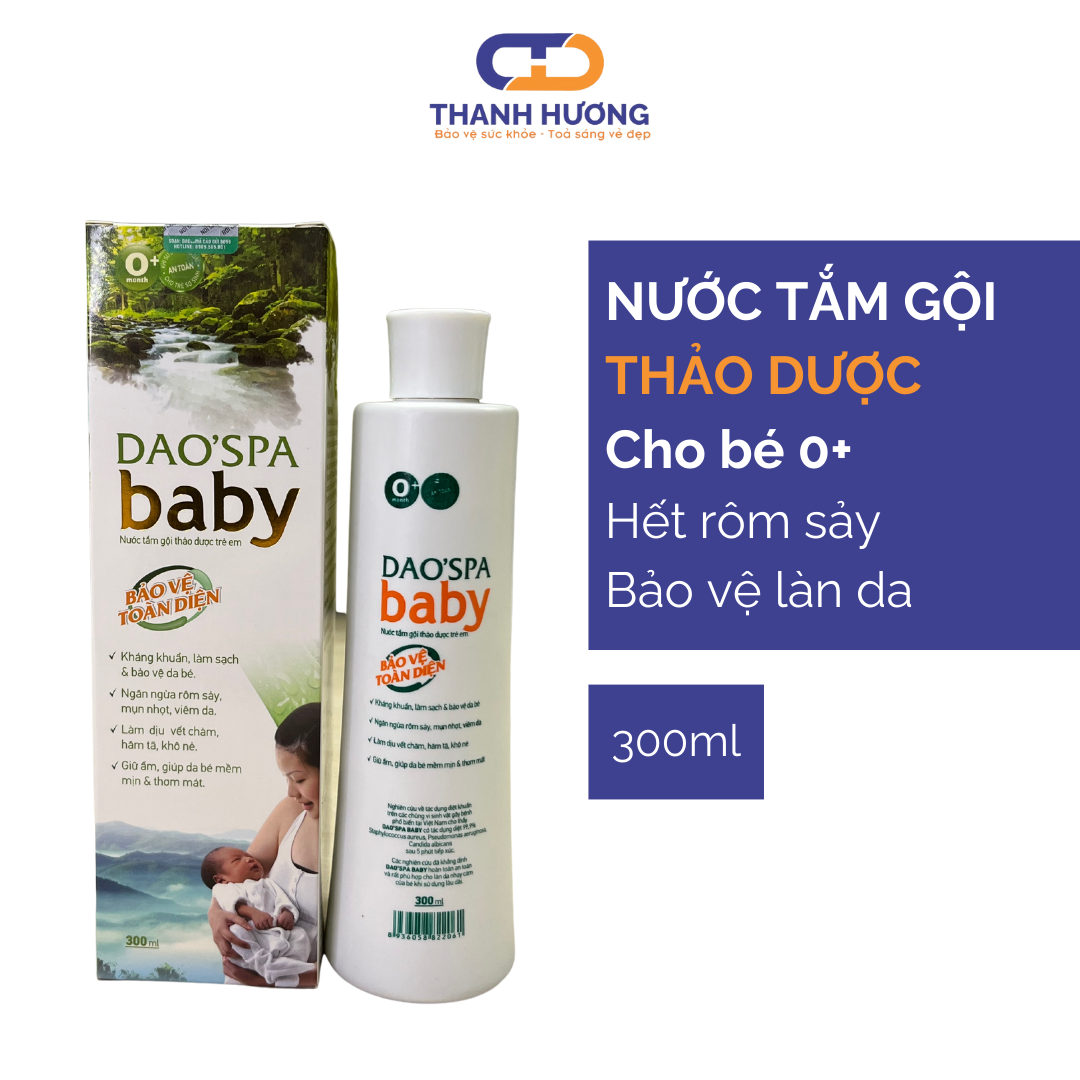 Nước tắm gội thảo dược trẻ em dao'spa baby chống rôm sảy, hăm tã 150ml