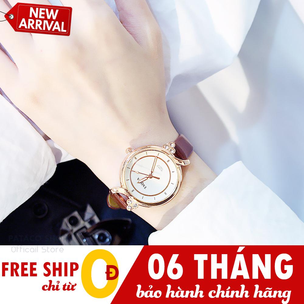 Đồng hồ nữ Taqiya C15, thời trang cao cấp, Dây da , Đính đá sang trọng, Chống nước sinh hoạt nhẹ, 6 tháng bảo hành