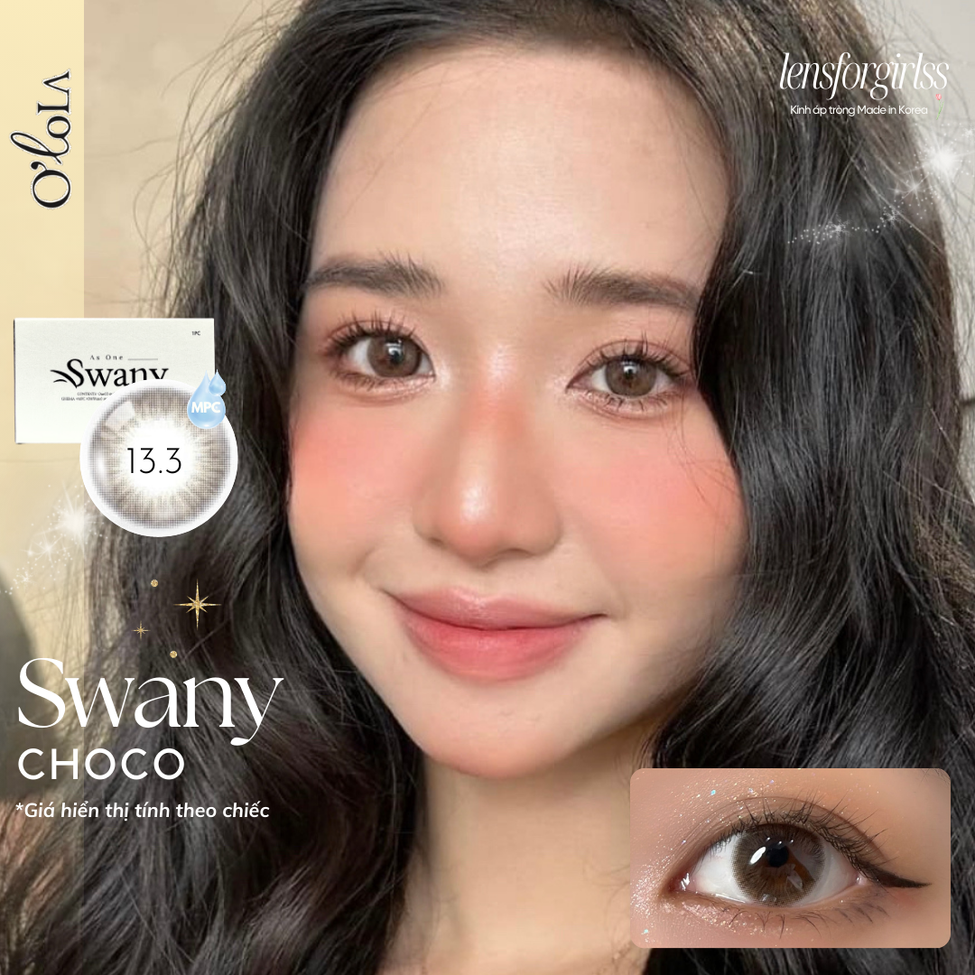 [Mã LazXuHuong02 - giảm 25k đơn từ 199k] Kính áp tròng nâu choco giãn nhẹ SWANY PURE CHOCO - MPC dành cho mắt nhạy cảm | Hsd 6 tháng | Lens cận | LENSFORGIRLSS