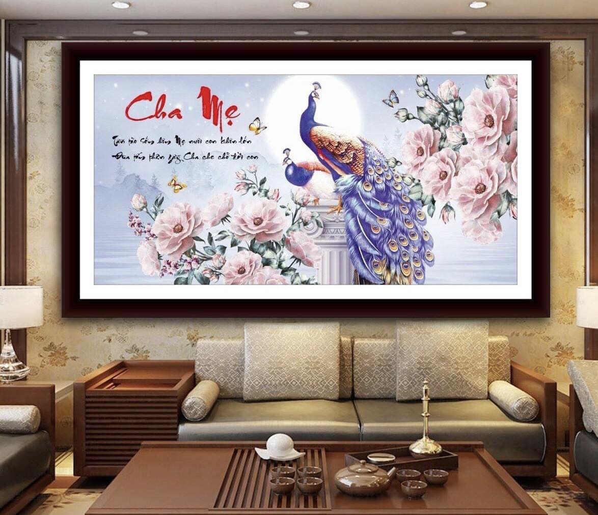 Tranh đính đá cha mẹ vs043 - chưa đính đá