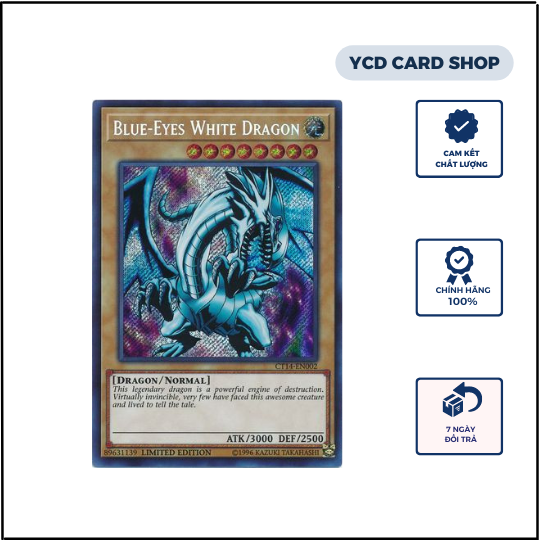YCD cardgame Thẻ bài yugioh chính hãng Blue-Eyes White Dragon Secret Rare