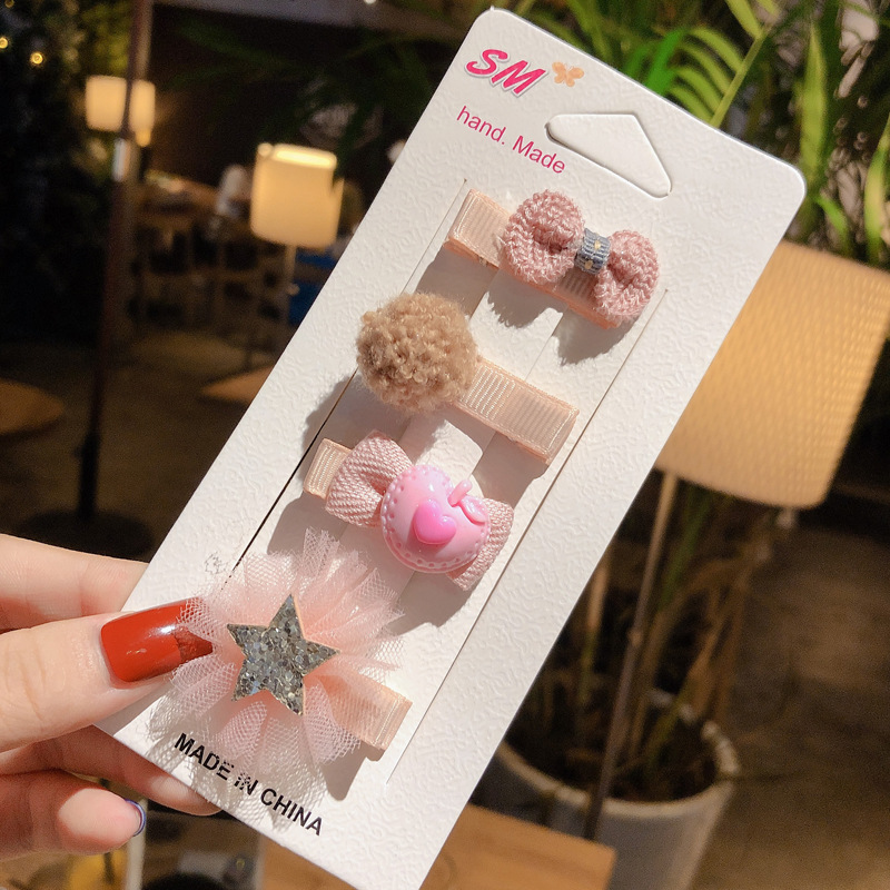 [HCM]Loại đẹp - Set 4 Kẹp tóc mỏ vịt cho bé yêu lớp lót mềm chống đau tóc cho bé an toàn xinh xắn