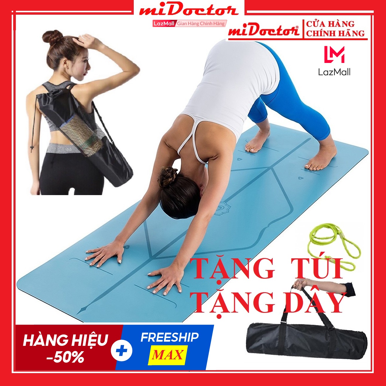 [Chất Liệu Bảo Vệ Mội Trường - CHỐNG TRƯỢT] Thảm Yoga, Thảm Tập Yoga Chống Trượt, Thảm Tập Gym Tập Thể Dục Ở Nhà, Chất Liệu Bảo Vệ Môi Trường - Hàng Chính Hãng miDoctor