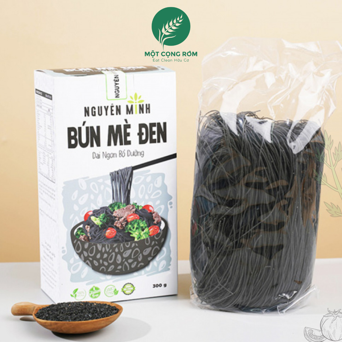 Bún mè đen Nguyên Minh 300gr, bún mì mè đen cho bé, cho người giảm cân, tiểu đường | Một Cọng Rơm