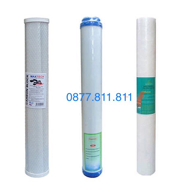 Bộ 3 Lõi lọc thô 20 inch số 123 - PP5micron - CTO - UDF - Lọc thô đầu nguồn