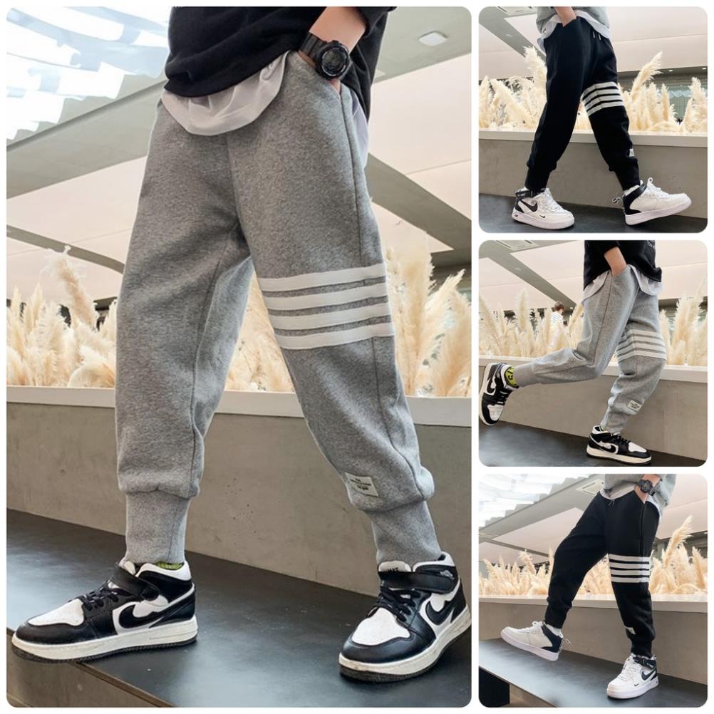 QTT4 Size120-160 (18-40kg) Quần thể thao Jogger bé trai bé trai, co giãn mềm Quần áo trẻ Em hàng Quảng Châu