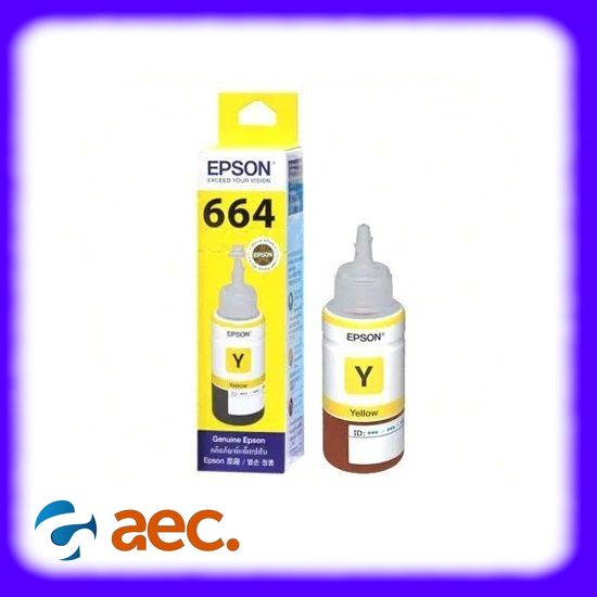 Mực in chính hãng Epson 664 (T6644) Y - Màu vàng (hàng bóc máy) dùng cho máy in L110 / L120 / L220 / L300 / L310 / L360 / L365 / L385 / L405 / L455 / L565 / L655 / L1300