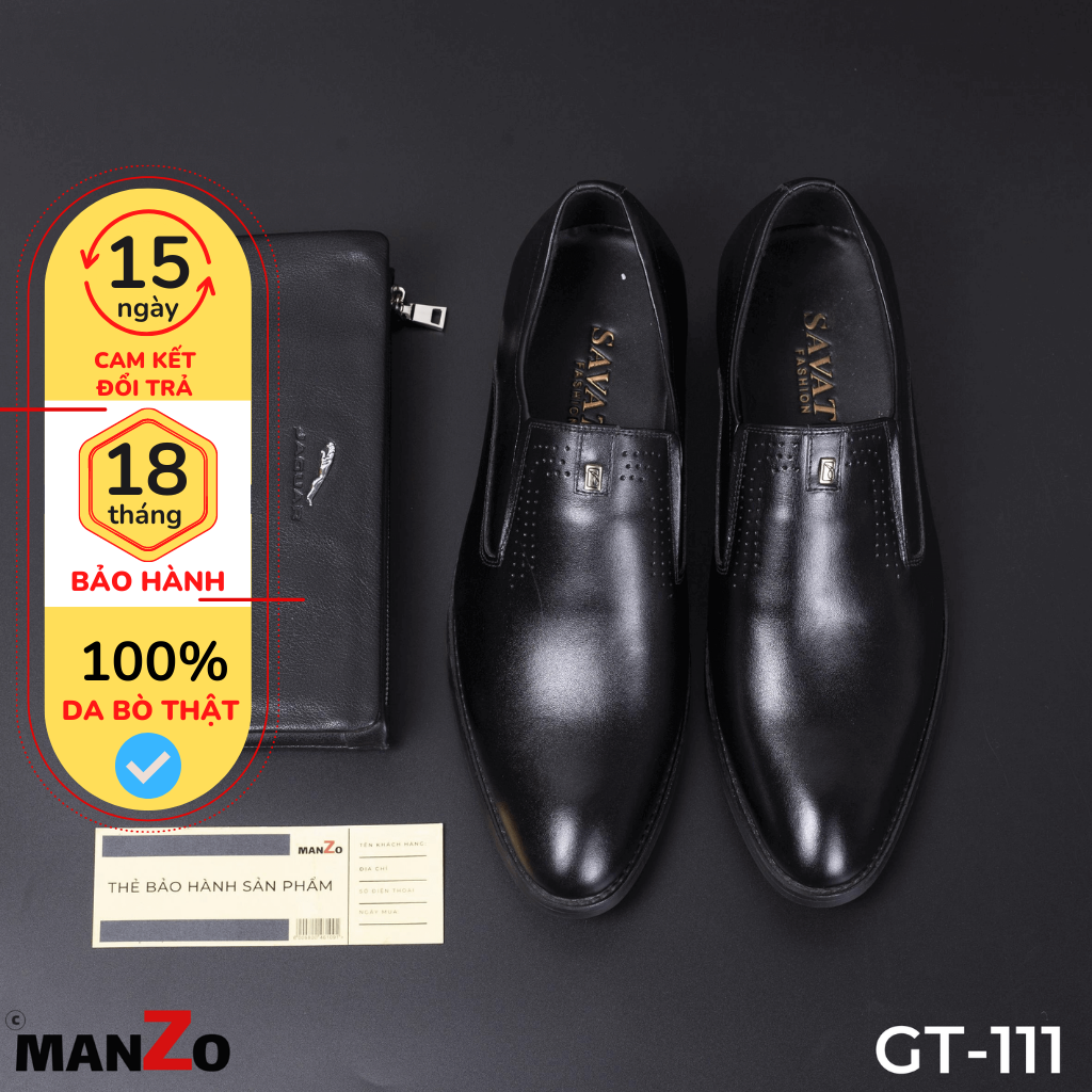 Giày Nam Đẹp MANZO - Giày Da Thật Dành Cho Dân Công Sở - Bảo Hành 12 Tháng –GT 111