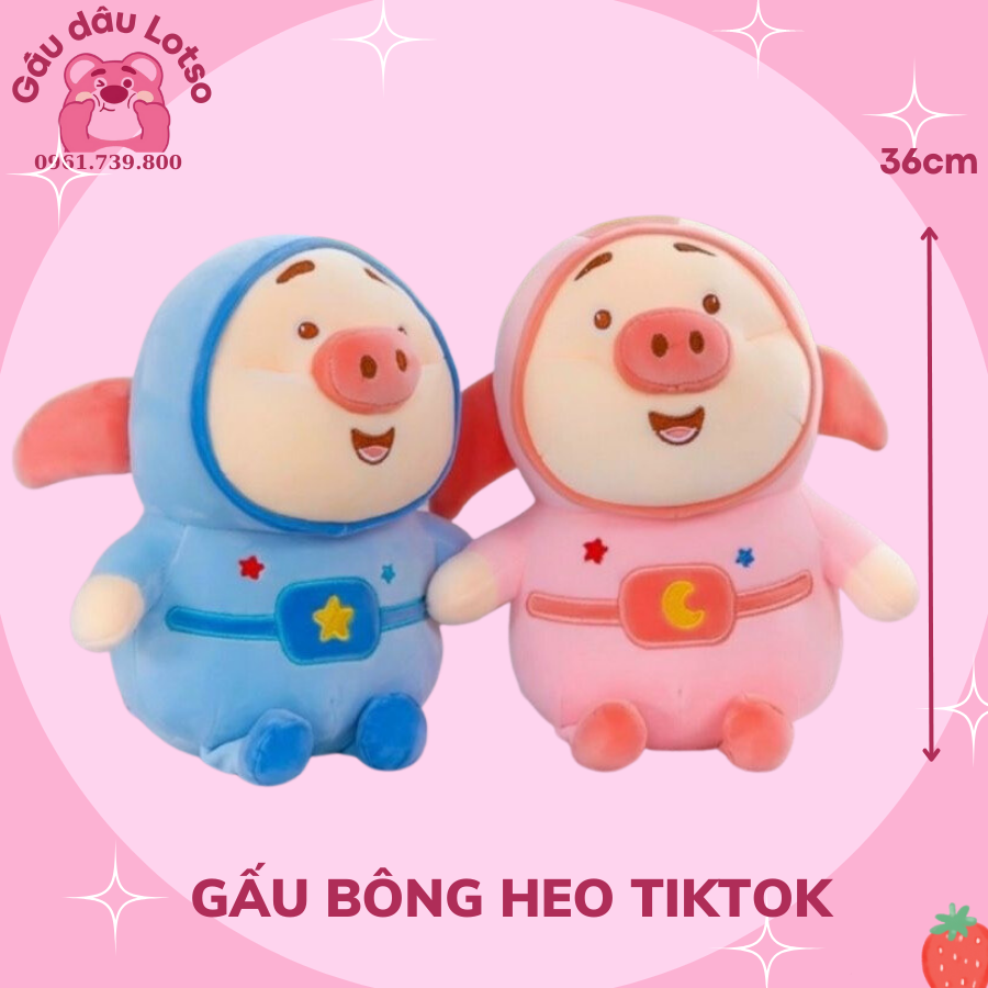 ⚡️đồng giá 69k⚡️gấu bông heo tiktok áo phi hành gia 2 màu hồng xanh ngộ nghĩnh