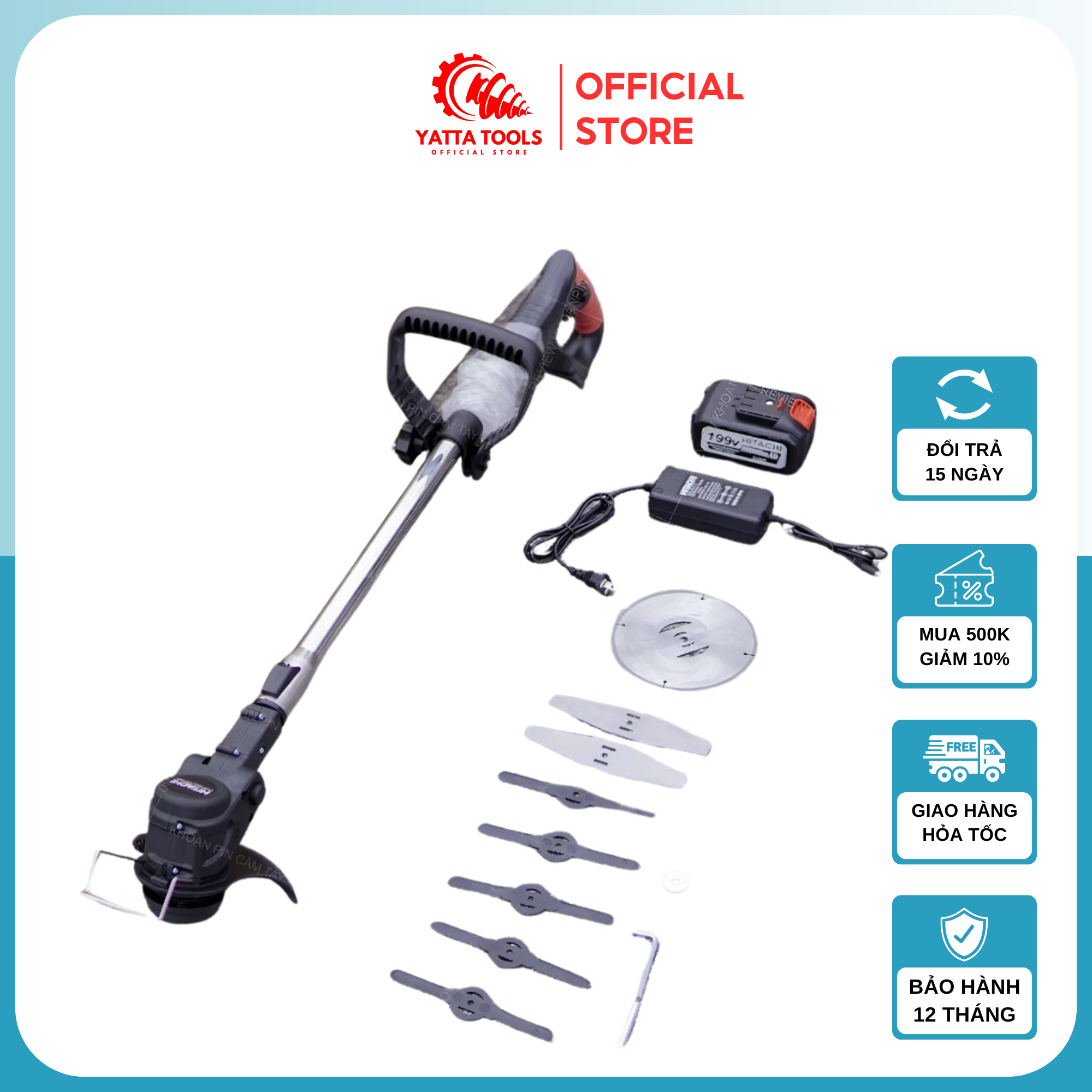 Máy cắt cỏ cầm tay Hitachi 199v, máy phát cỏ tặng bộ dụng cụ thuận tiện cho gia đình dọn vườn