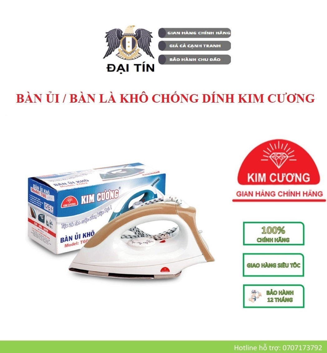 [HCM]KC-T602 - BÀN ỦI / BÀN LÀ KHÔ KIM CƯƠNG 1000W - BẢO HÀNH CHÍNH HÃNG 12 THÁNG