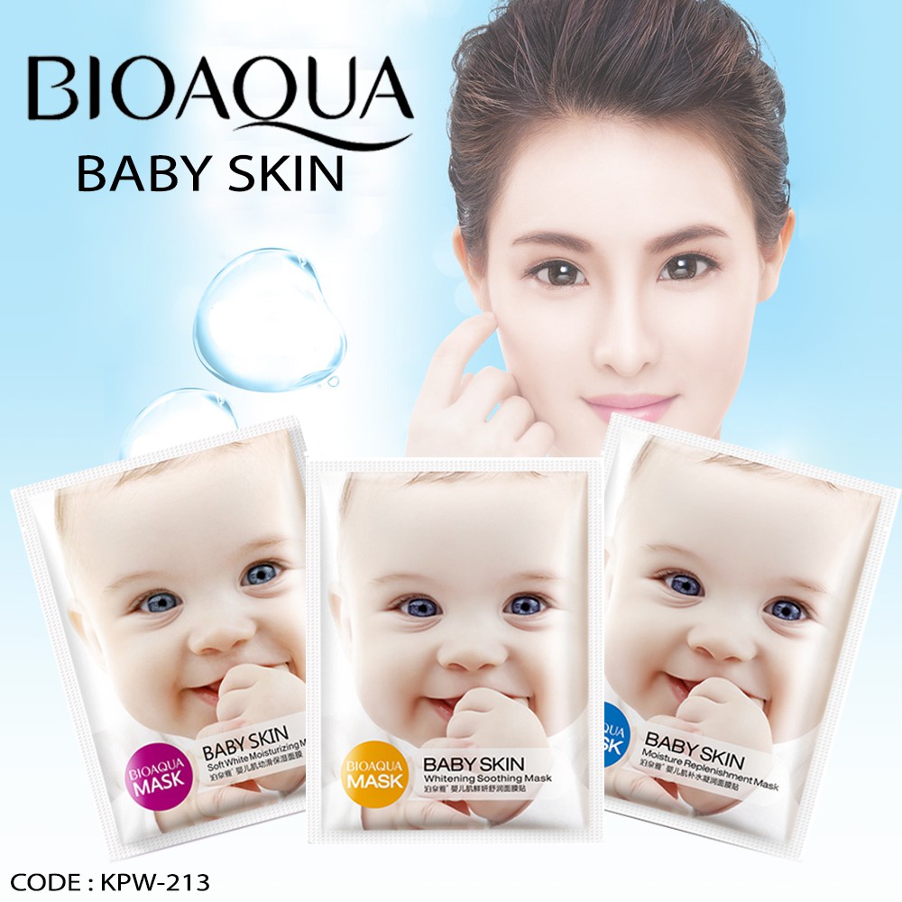 Combo 3 miếng mặt nạ giấy baby skin của Bioaqua dưỡng da mềm mịn như da em bé