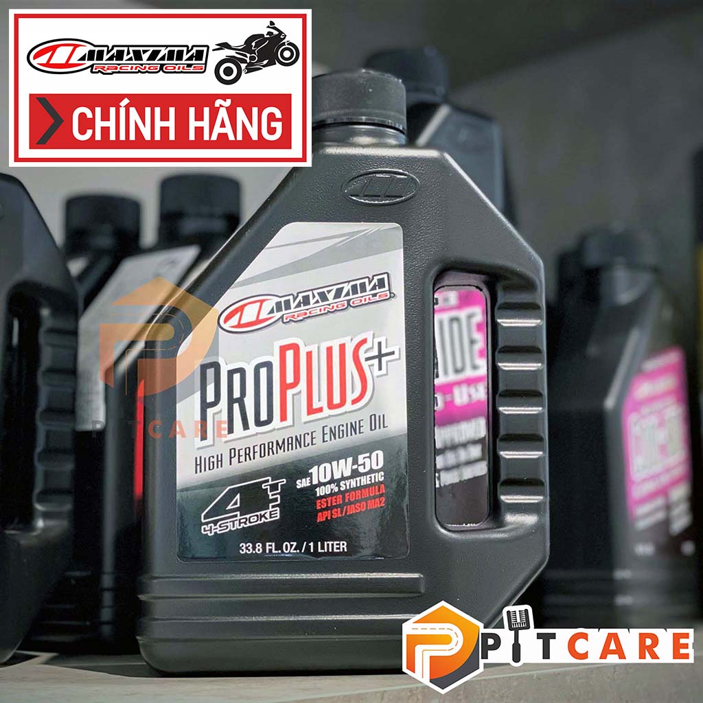 Nhớt xe máy động cơ 4 thì maxima pro plus+ 10w50 100% synthetic có chiết lẻ chạy êm bốc máy
