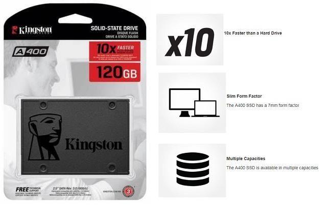 Ổ CỨNG GẮN TRONG SSD 120GB KINGSTON A400, SATA III, BẢO HÀNH 3 NĂM
