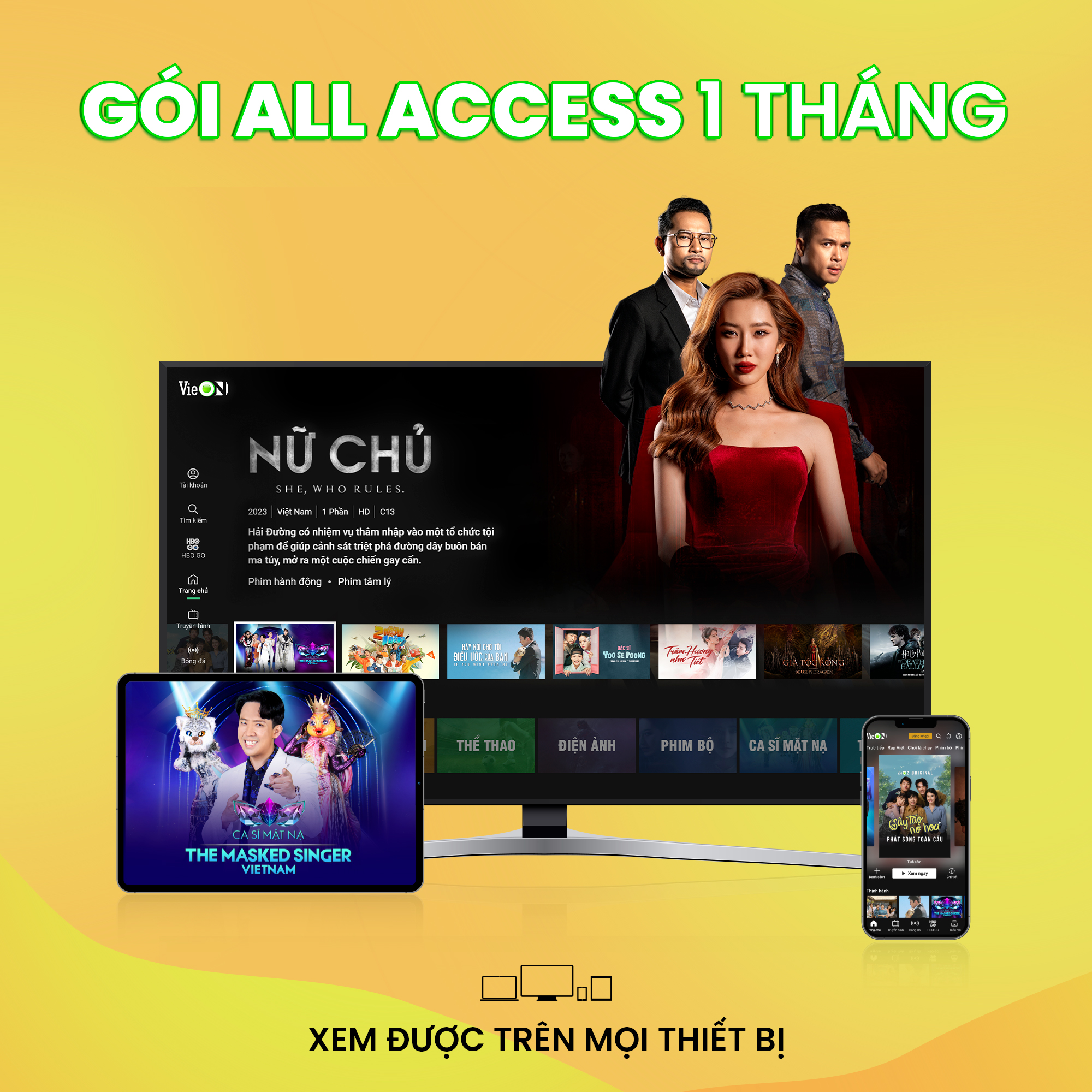 Vieon - ứng dụng xem phim và show đỉnh. gói all access 1 tháng