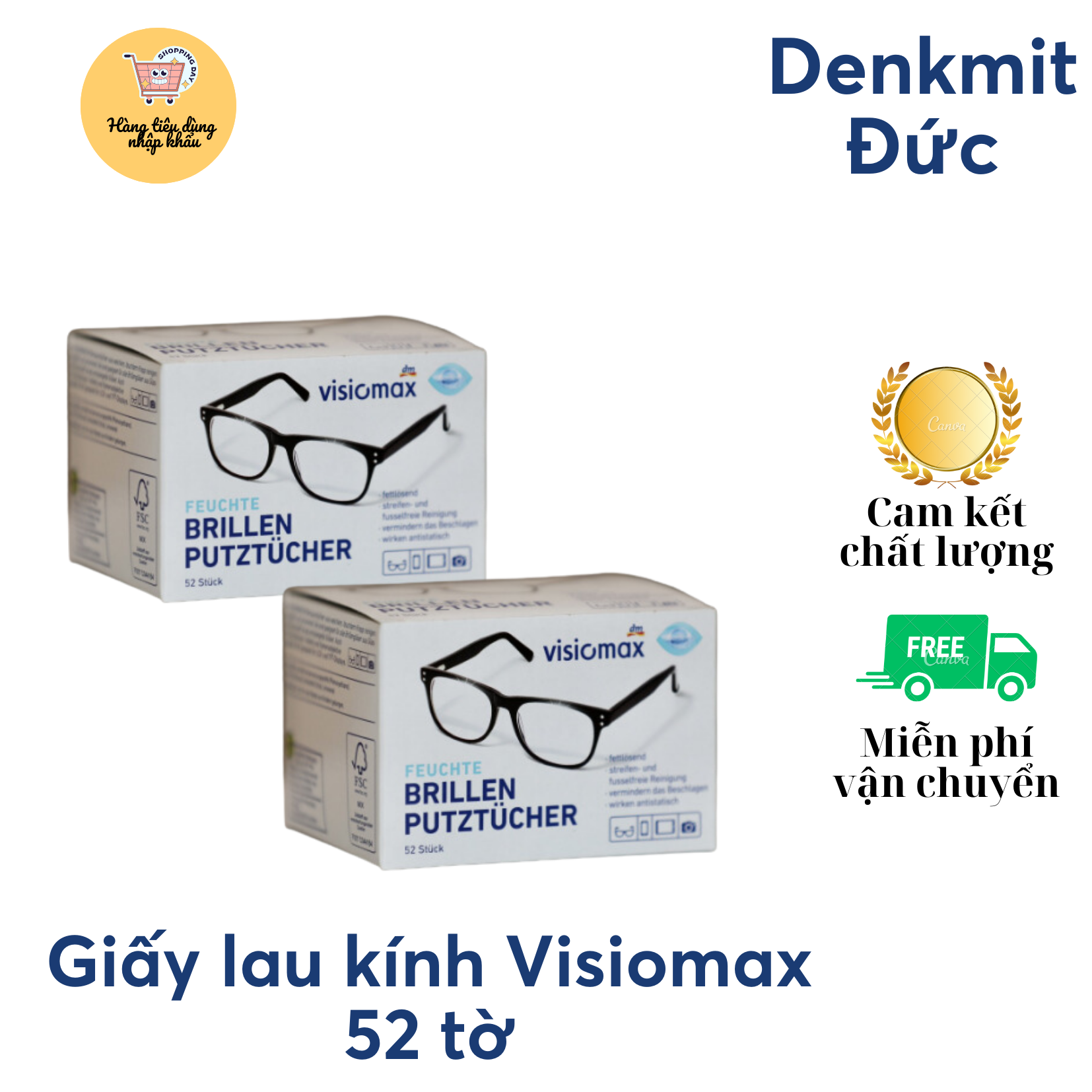 Giấy lau kính , lau lens ống kính máy ảnh visiomax hàng nội địa đức 52 tờ