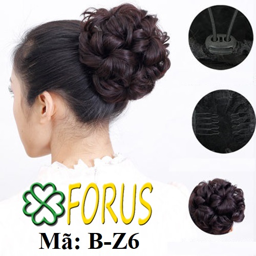 Tóc giả búi hoa lưới dây rút, búi hoa rối, búi hoa dây cột Z6