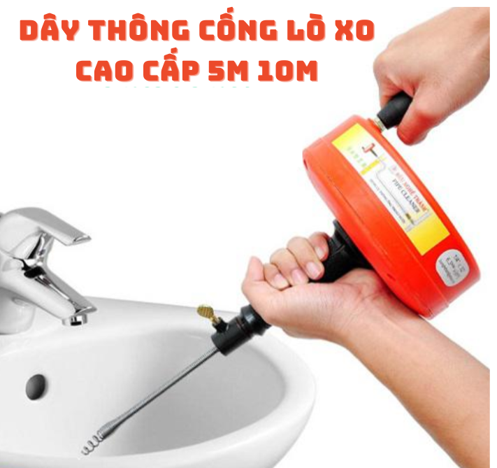 Dụng cụ thông cống thoát nước, dụng cụ thông cống lò xo dài 5m - 10m, dụng cụ thông cống, dây thông tắc cống lò xo, dụng cụ thông tắc cống đường ống thoát nước hiệu quả dễ dàng tại nhà