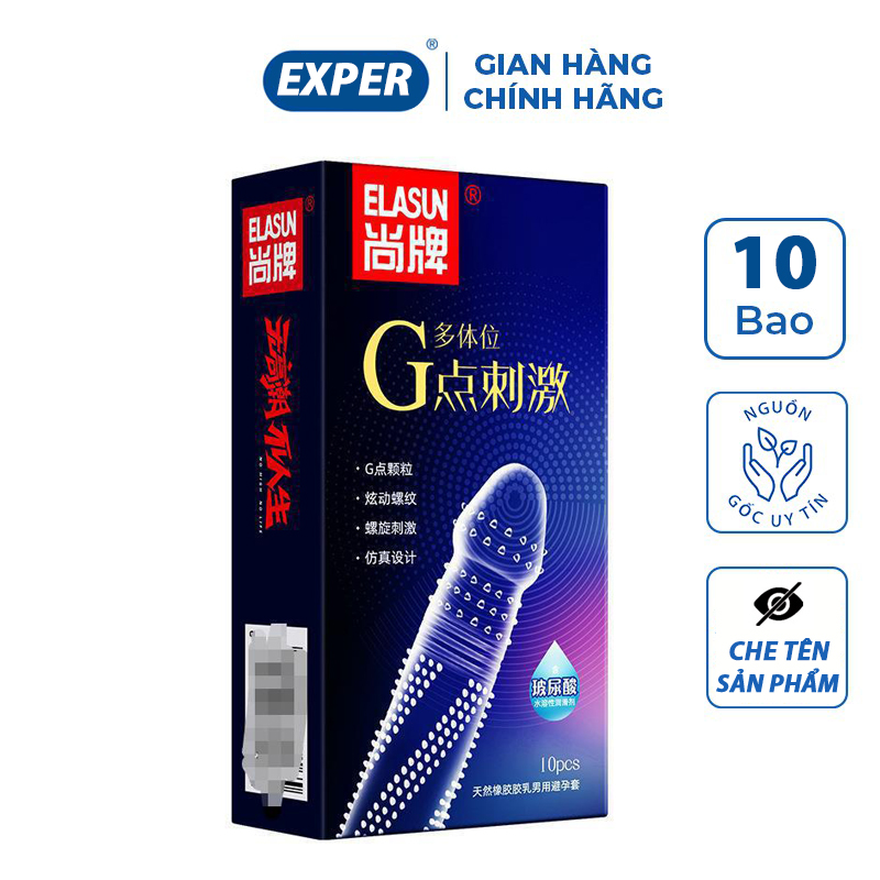 Bao cao su gai ELASUN hộp 10 cái, bcs gai siêu mỏng, bcs có gai kéo dài thời gian quan hệ