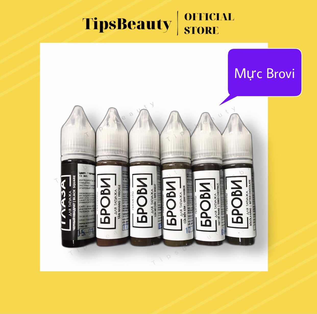 MỰC  BROVI NGA - MỰC PHUN XĂM BROVI FULL BẢNG MÀU MÀY - DCPXHOANGANH