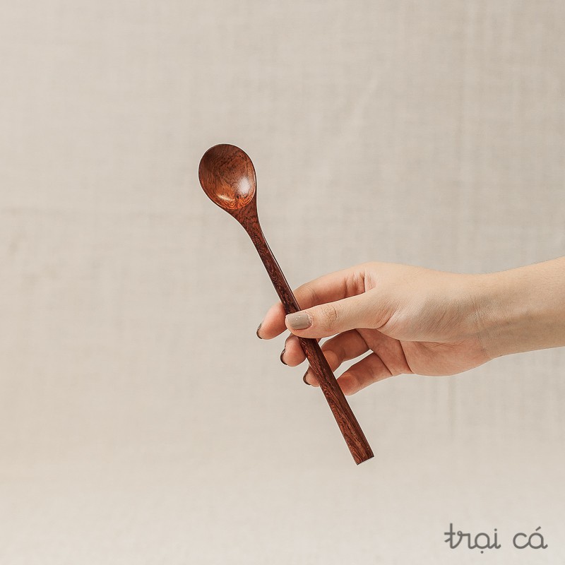 Thìa gỗ tròn nhỏ cán dài gỗ trắc / gỗ beech
