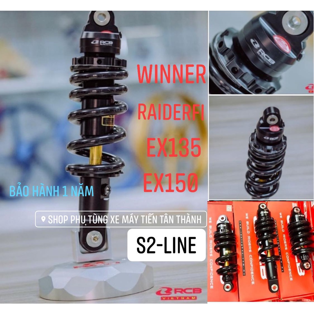  Phuộc nhún giảm xóc sau RCB mẫu S2 xe máy  Ex135 - Satria - Winner   chính hãng RACING BOY   