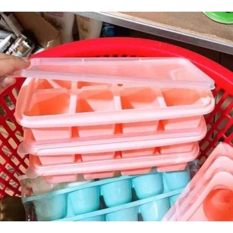 Khay đá dẻo 8 viên có nắp ,khay trữ đồ ăn dặm cho bé nhựa VIỆT NHẬT siêu an toàn