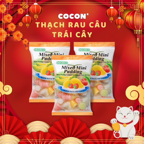 Combo 3 gói thạch rau câu trái cây cocon 375g