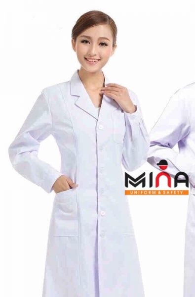 Áo bác sỹ kaki - tay dài – màu trắng - y tế - spa