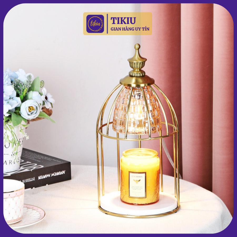 Đèn đốt nến thơm phong cách châu âu tikiu lồng chim đế đá cao cấp , phụ kiện nến thơm yankee, bath & body works 2022