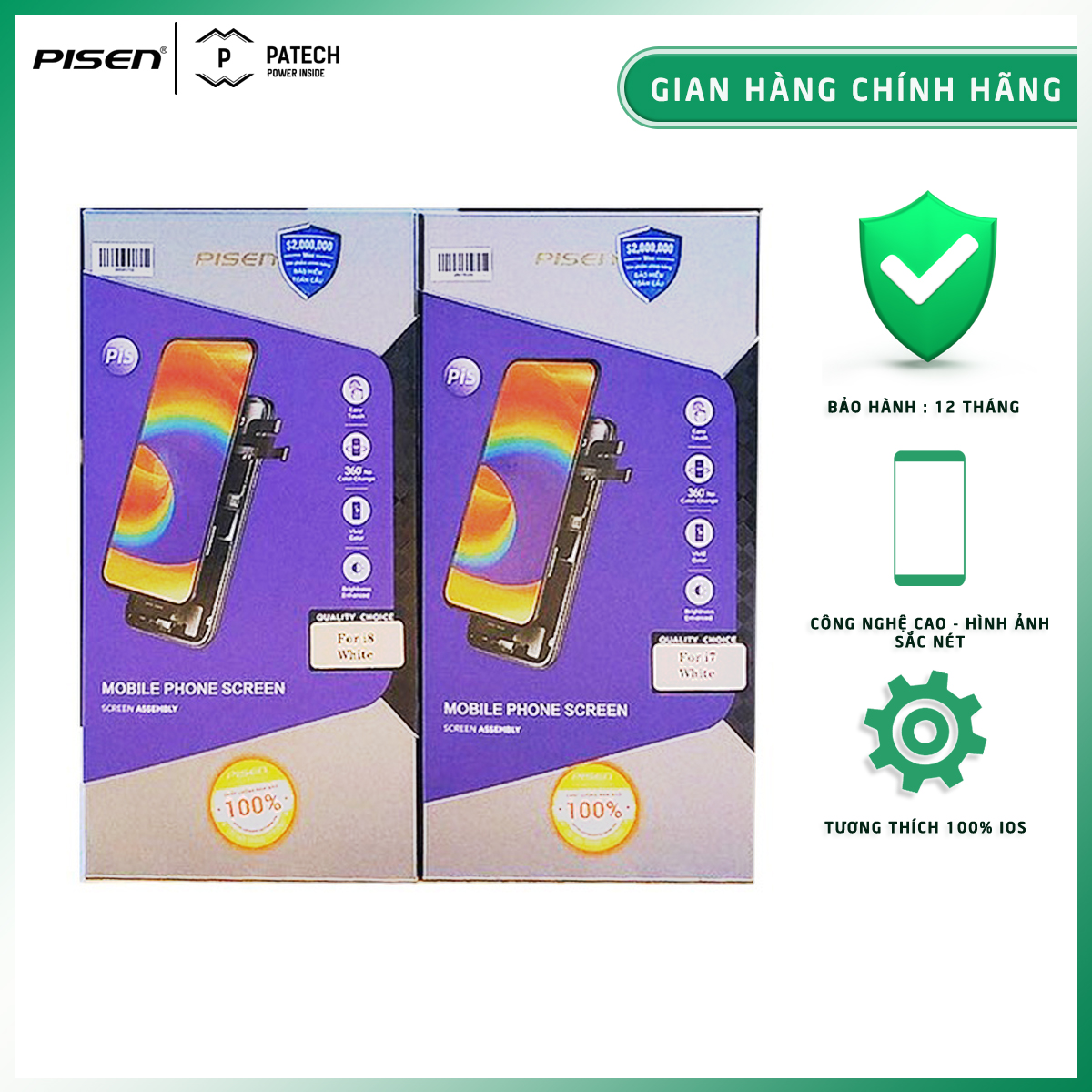 20H 6 7 - 9.7 Nhập 77LAZSOCIAL80K Voucher giảm 12% đơn từ 250K tối đa 80K Màn hình Pisen PIS cho IP các dòng i6s 6sp 7 7p 8 8p ... 11 11 Pro - Hàng chính hã.ng bảo hành 14 tháng