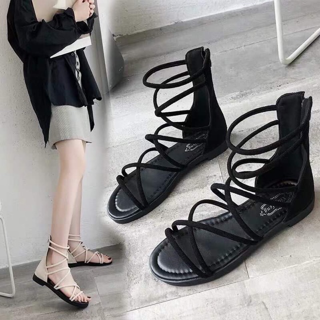 Giày sandal nữ chến binh kéo khóa dây mãnh Ullzang SD-0302