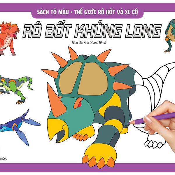 Fahasa - sách tô màu - thế giới rô bốt và xe cộ rô bốt khủng long