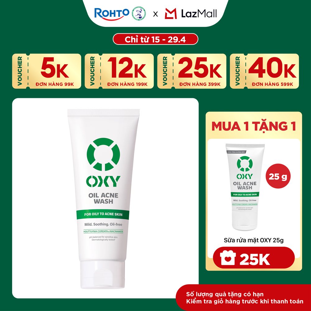 Sữa rửa mặt cho nam Oxy sạch dịu nhẹ, kiềm dầu dạng kem Oxy Oil Acne Wash 100g