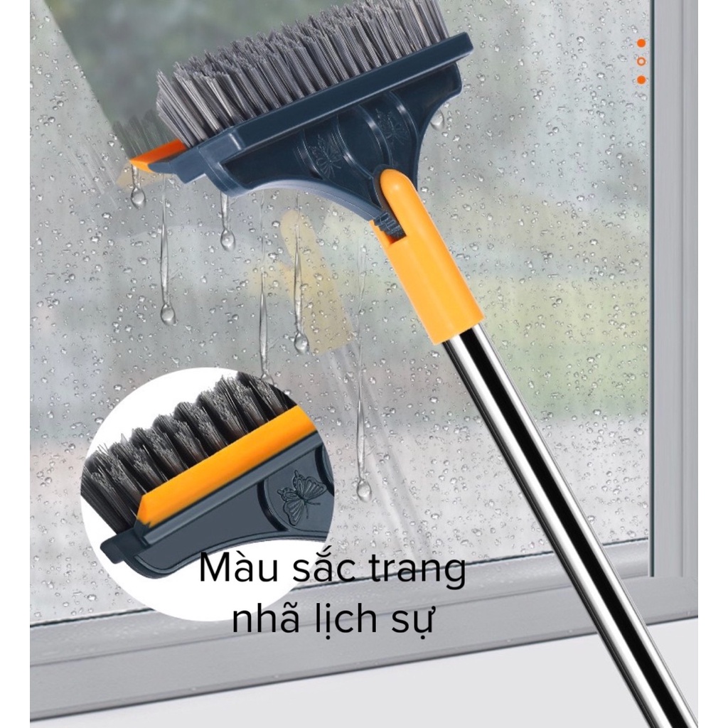 Chổi quét nhà gạt nước quét bụi thông minh 2IN1- Cây chà sàn nhà tắm, nhà vệ sinh cán dài, chổi đa năng gạt nước cứng cáp- Dụng cụ quét bụi gạt nước đa năng siêu sạch