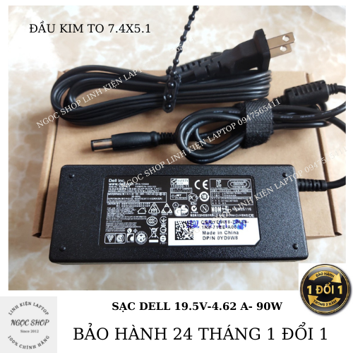Sạc Laptop Dell 19.5V-4.62A 90W đầu kim to 7.4X5.1 E6420 E6520 E4300 E5400 E6400 E6410 E6500 3541 3442 N4110 N5110 N7110