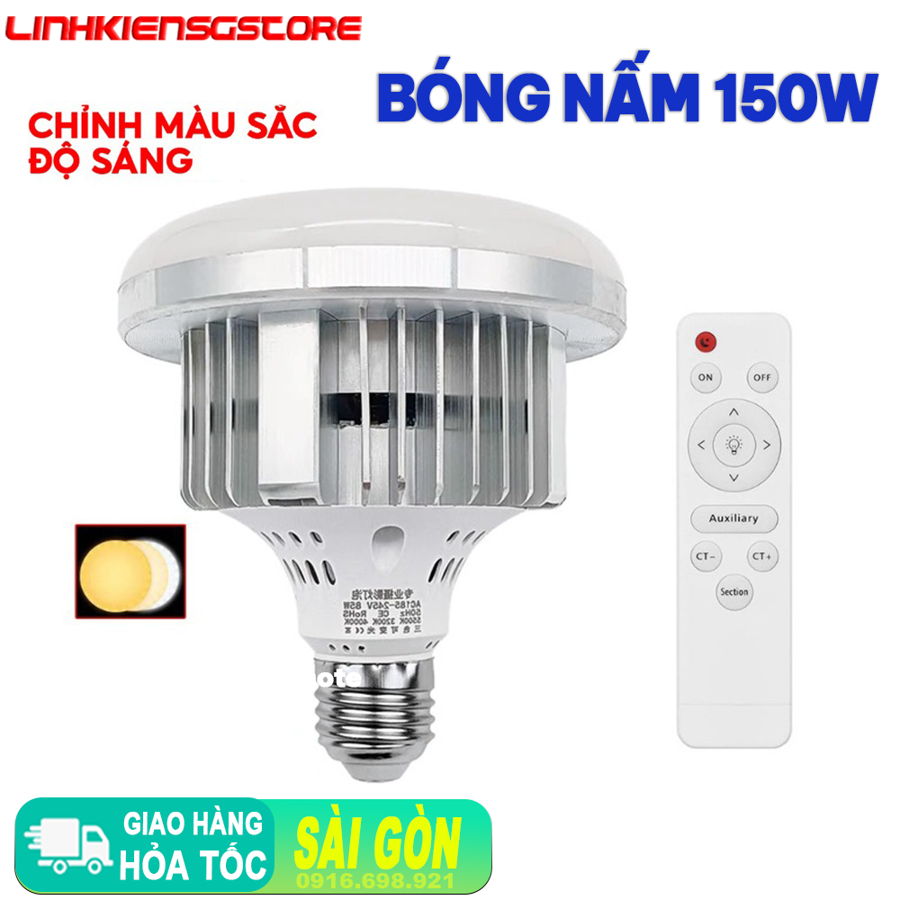 Bóng Đèn Led Siêu Sáng có remote chỉnh sáng chuyên dụng 150W Điều chỉnh nhiệt Độ Màu 3200k -5500k