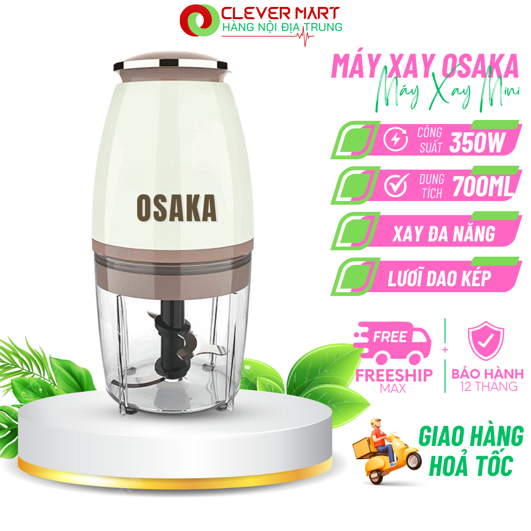 Máy Xay Osaka Nắp Đồng Japan Cao Cấp 350W - Xay Thịt Cá Rau Củ - Xay Sinh Tố Nhanh Chóng, Tiện Lợi, Dễ Sử Dụng