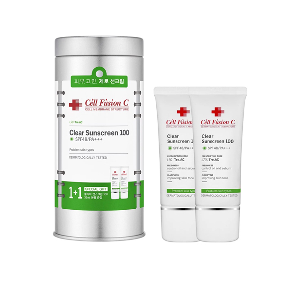 combo Kem Chống Nắng Dành Cho Da Dầu Cell Fusion C Clear Sunscreen 100 SPF 48/PA+++ (35ml+35ml)