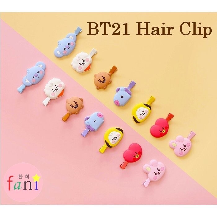 Kẹp Tóc Set 2 cái BT21 Japan Hair Pin Nhiều Màu Sắc Dễ Thương có sẵn (hàng Japan Limted)