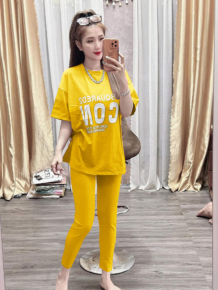 Set bộ cotton dài logo in nhiều màu - hàng y hình