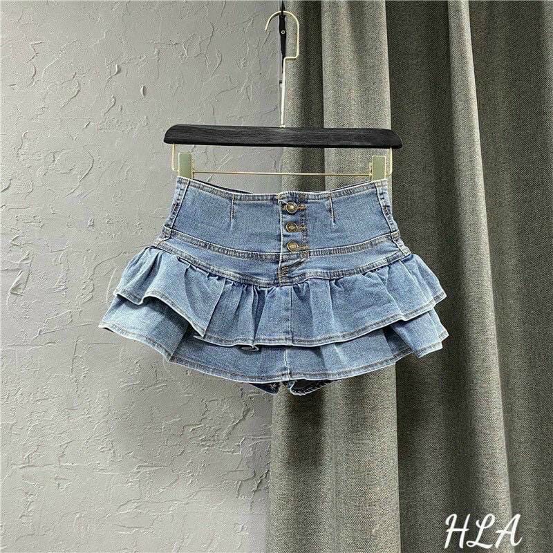 [HCM]chân váy jean bèo hai tầng có quần trong chất jean dày dặn  m4235