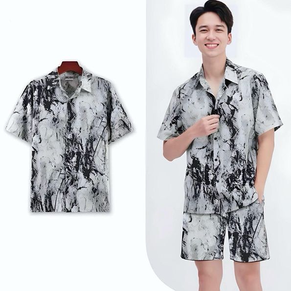 Bộ đồ pijama lụa cộc tay phù hợp cả nam và nữ, bộ đồ ngủ cộc tay chất lụa cao cấp