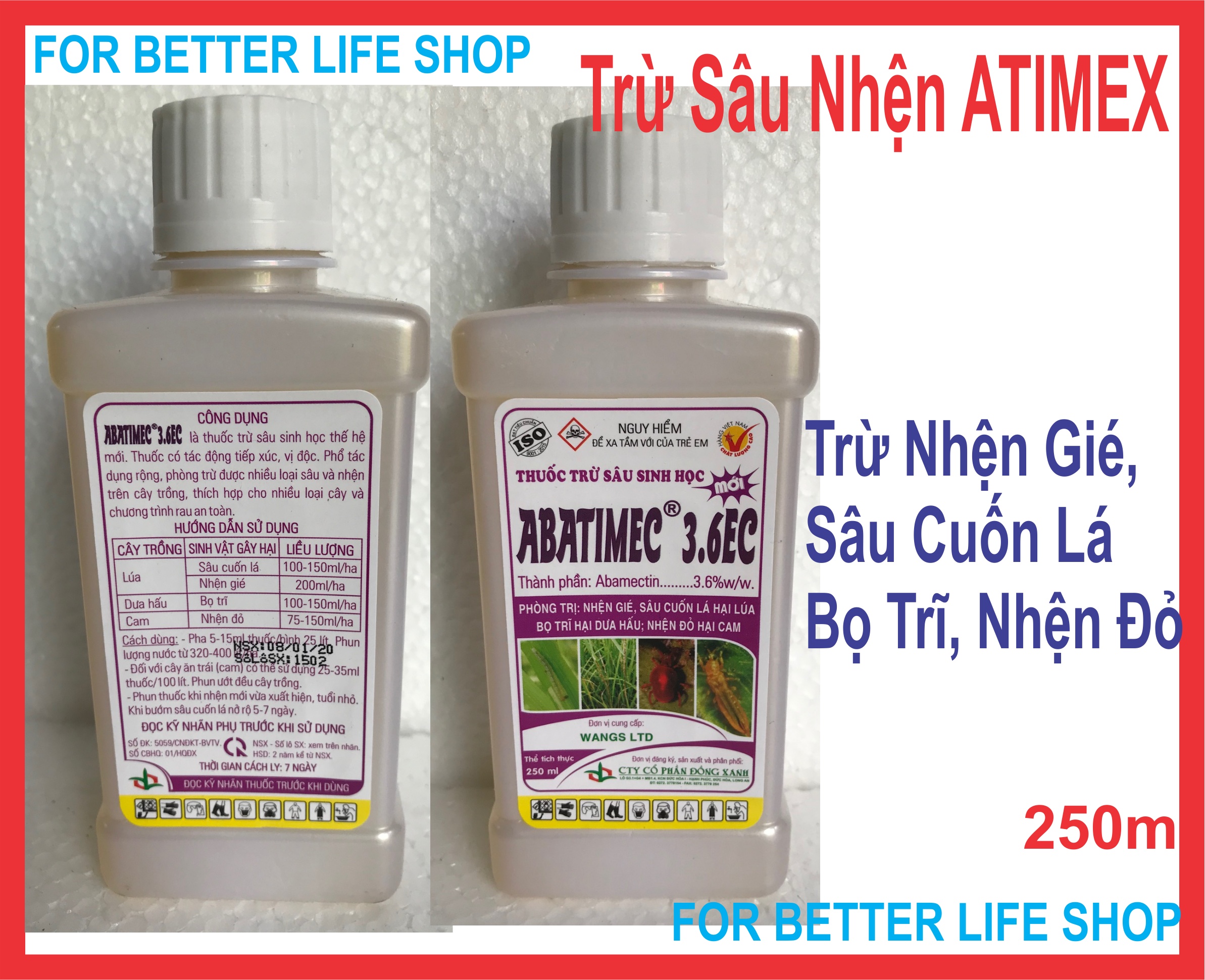 Trừ Nhện Đỏ, Bọ trĩ, Sâu Cuốn Lá ABATIMEX 3.6 Chai 250ml