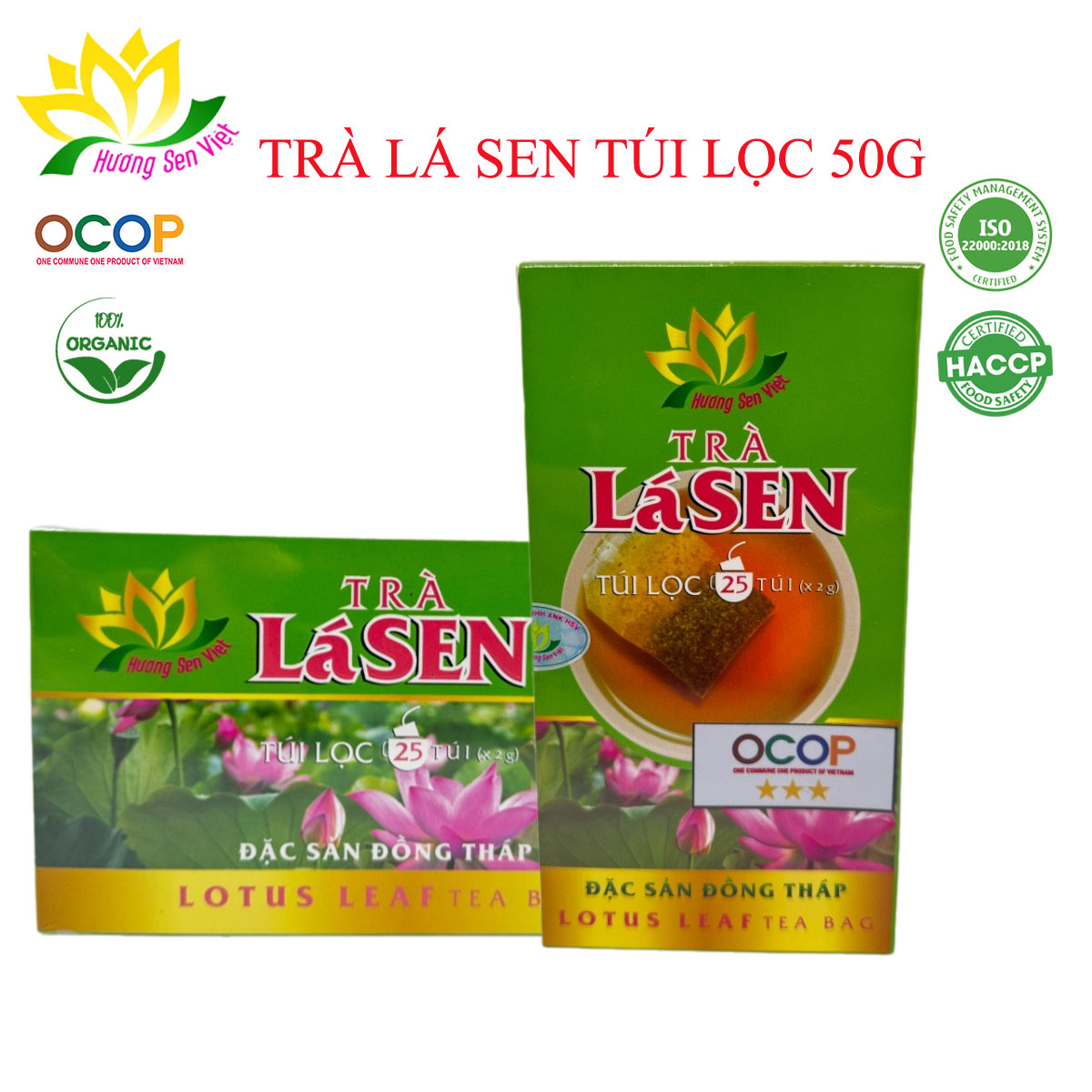 Trà lá sen túi lọc 50g - cty hương sen việt
