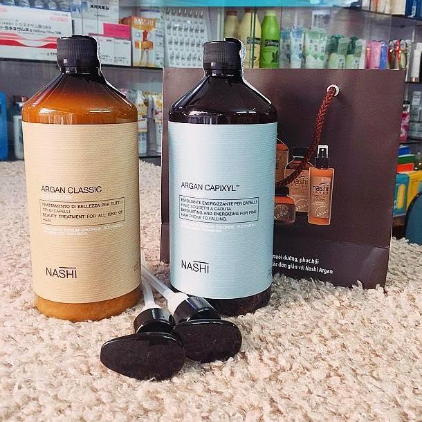 Cặp Dầu gội xả chống rụng tóc Nashi Argan 1000ml x 2