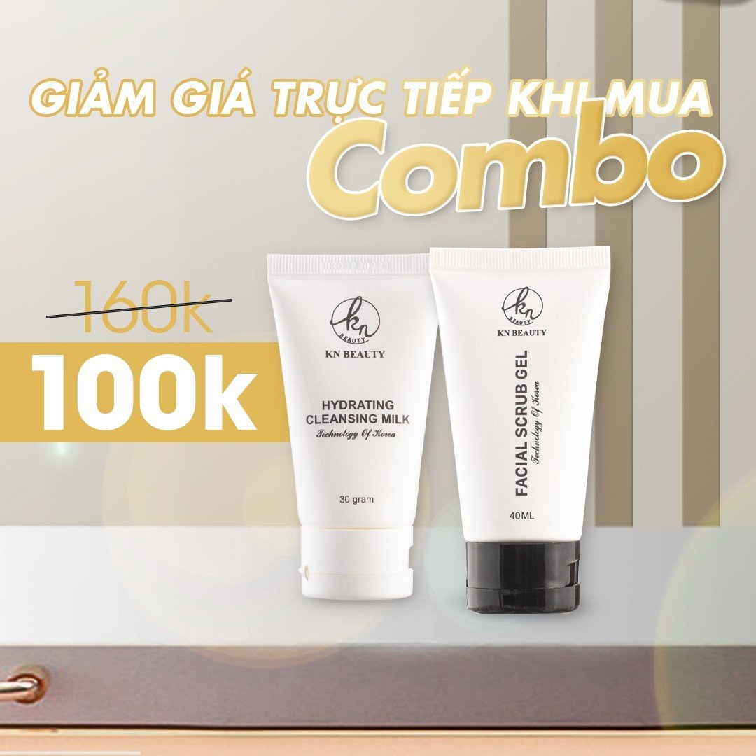 Kn beauty - combo 2 sản phẩm gồm sữa rữa mặt 30gr + tẩy tế bào chết 40ml