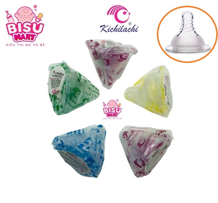 Combo 5 cái núm vú cổ rộng silicon siêu mềm kichi size s, m, l, y
