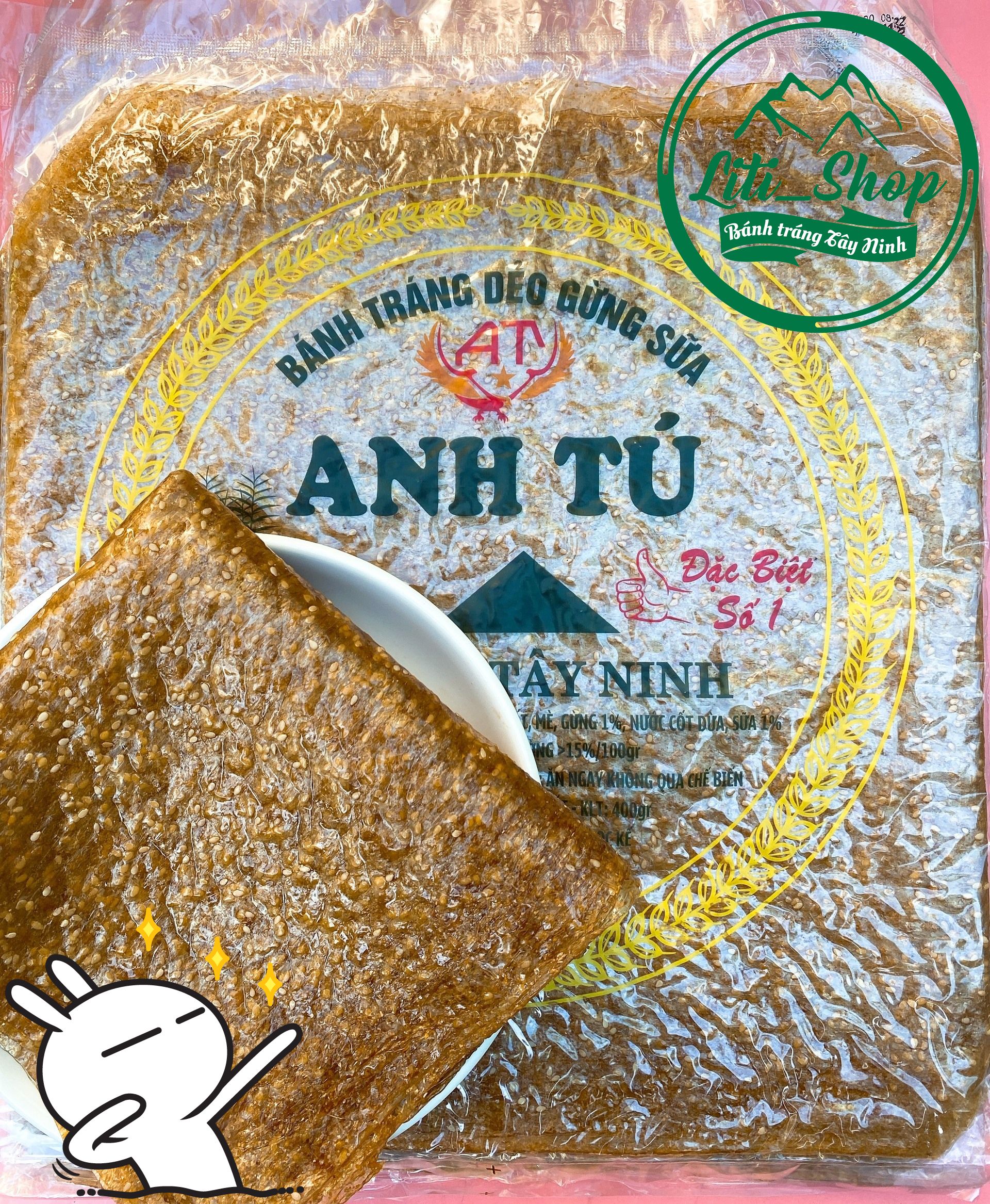 Bánh tráng dẻo mè gừng sữa anh tú 450gr