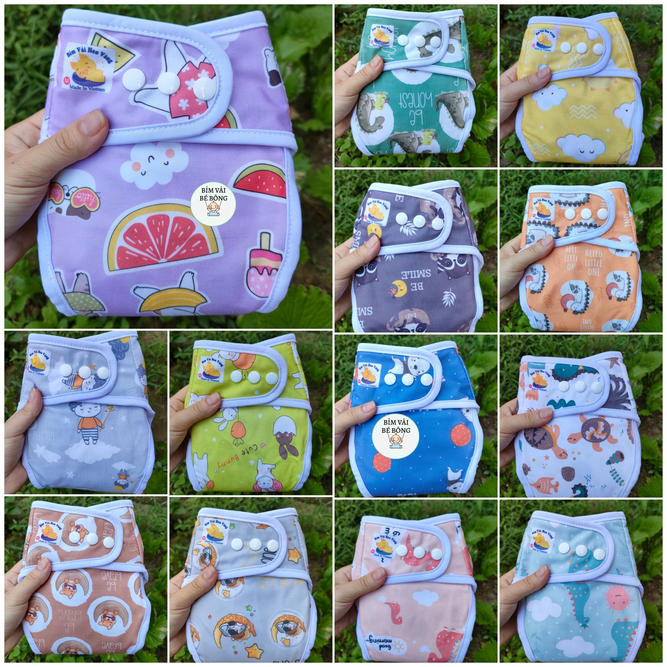 Bỉm vải, Tã vải Heo Vàng cho bé (Lót 4 lớp) mặc hè mát mẻ, giặt được và tái sử dụng